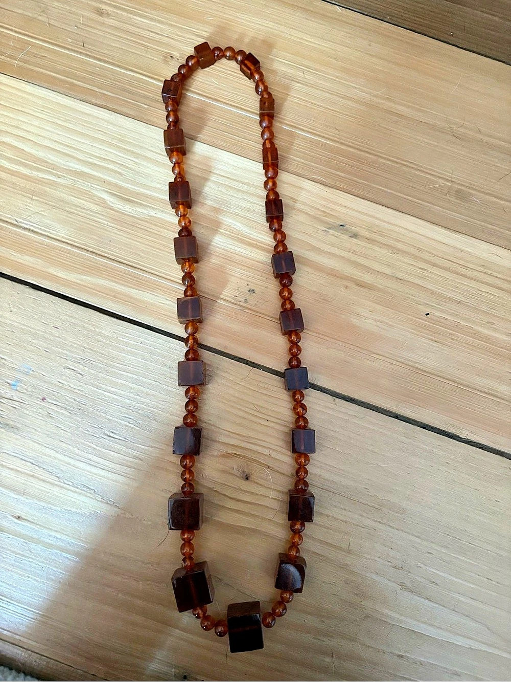 Baltic Amber Beaded Cube Necklace Like New
